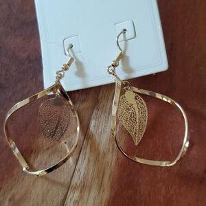 Gold Leaf Drop Earrings
